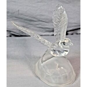 Clear Crystal Glass Bird Figurine Flying Sculpture Wings Up Frosted Base Dove